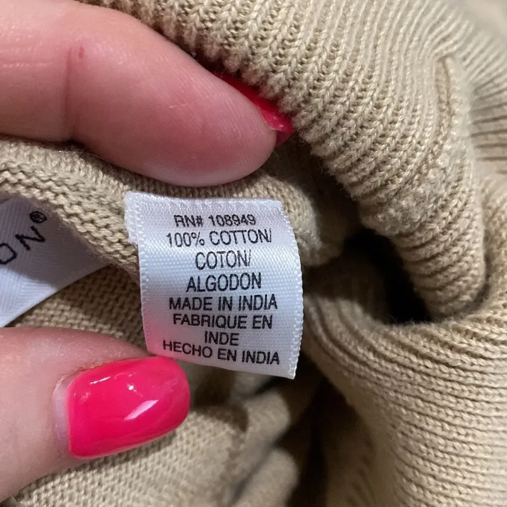 Alex Cannon rowayton Connecticut M tan colored beautiful tneck sweater